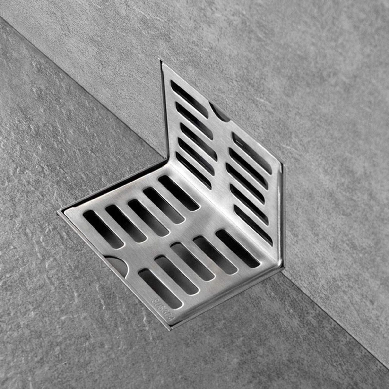 Corner Floor Drain L Shaped Surfaces Drawing Process Corrosion Resistant Anti Rust Side Floor Drain for 2.3in V1294-YM0523-3112220012411