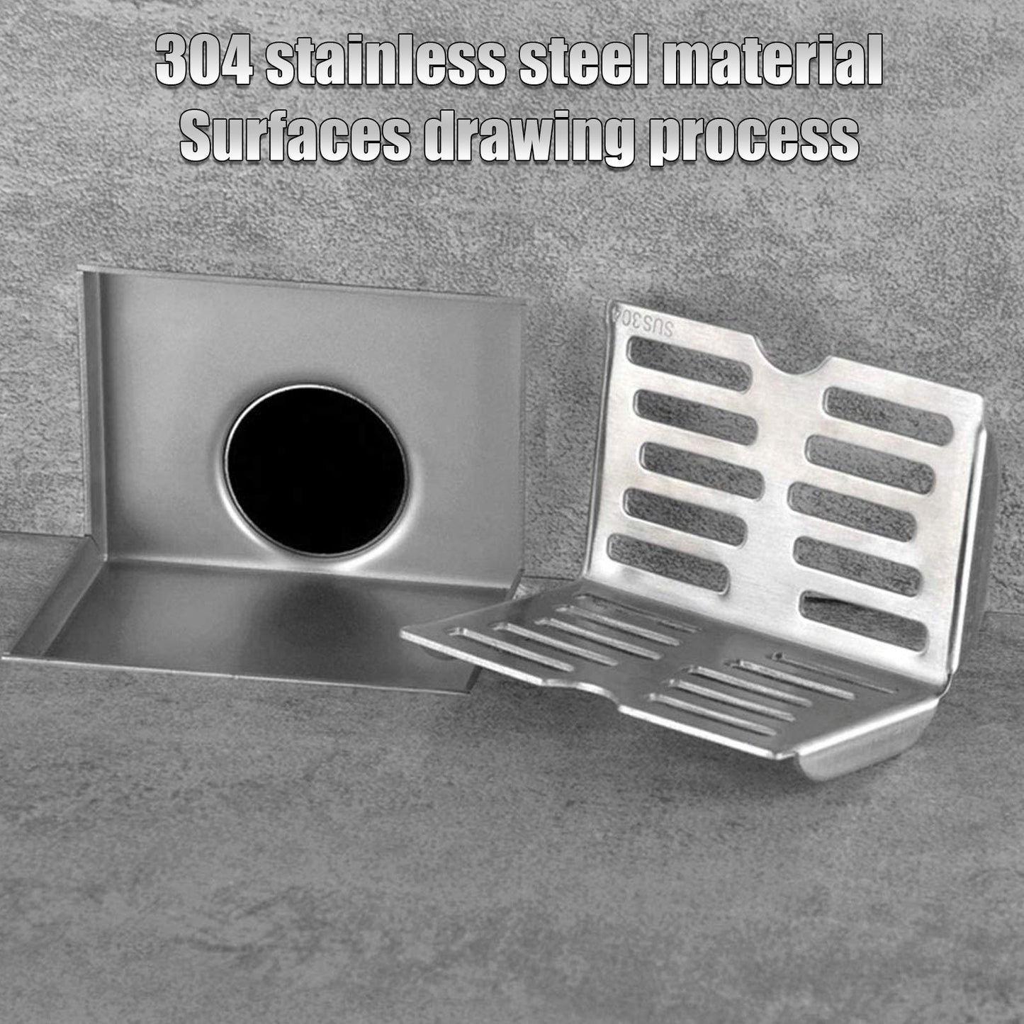 Corner Floor Drain L Shaped Surfaces Drawing Process Corrosion Resistant Anti Rust Side Floor Drain for 2.3in V1294-YM0523-3112220012411