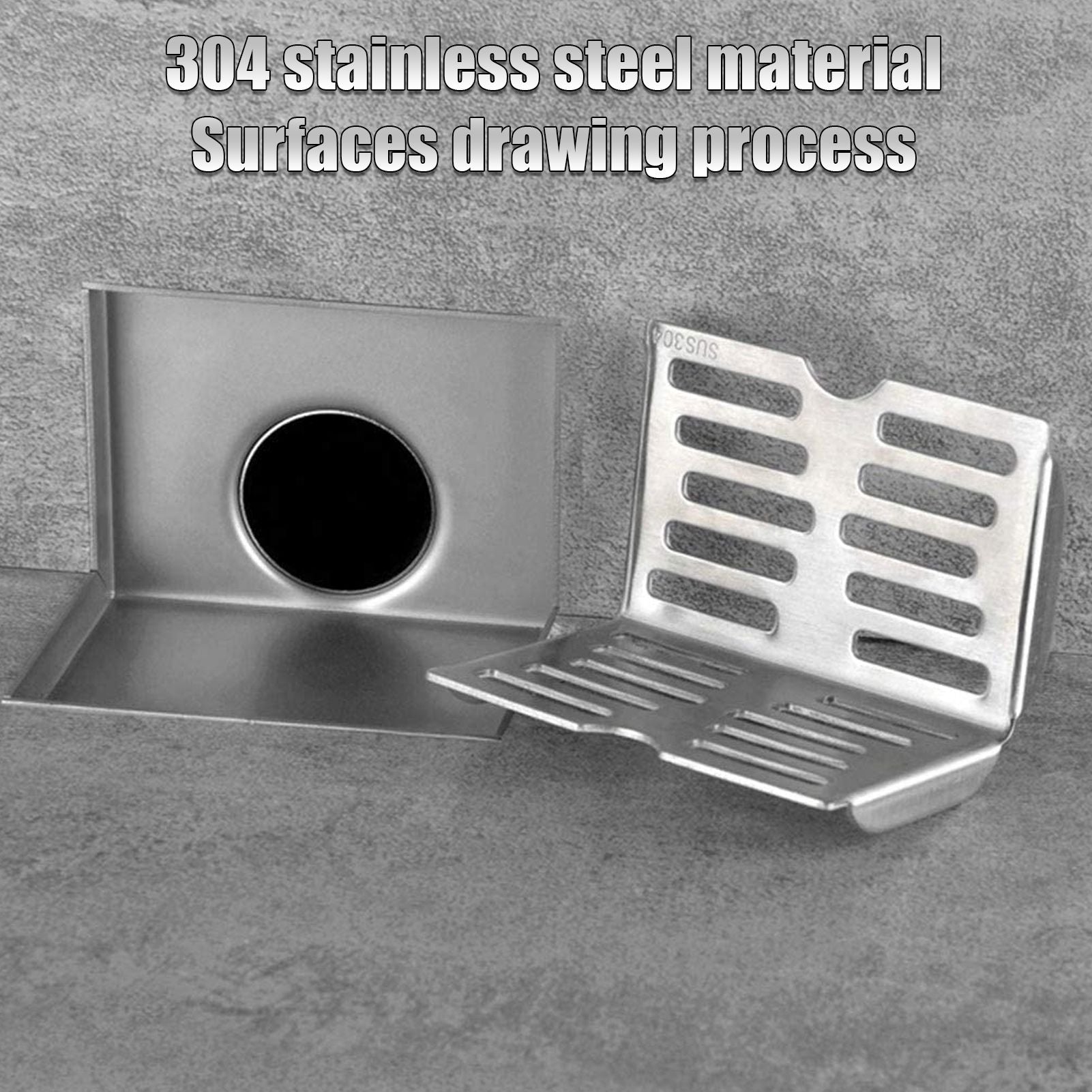 Corner Floor Drain L Shaped Surfaces Drawing Process Corrosion Resistant Anti Rust Side Floor Drain for 2.3in V1294-YM0523-3112220012411