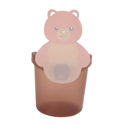 Bear Toothbrush Storage Cup Holder Wall Mounted Comb Storage Rack Bathroom Storage BoxCoffee Color V1294-YM0523-3112220012811