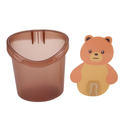 Bear Toothbrush Storage Cup Holder Wall Mounted Comb Storage Rack Bathroom Storage BoxCoffee Color V1294-YM0523-3112220012811