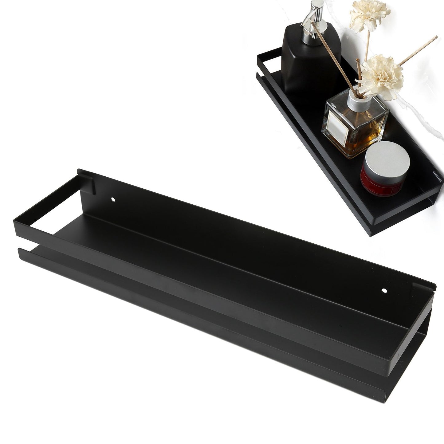 Bathroom Rack Black Large Storage Space Waterproof Strong Bearing Capacity Hotel Shelf Set 40x10x6cm V1294-YM0523-3112220013011