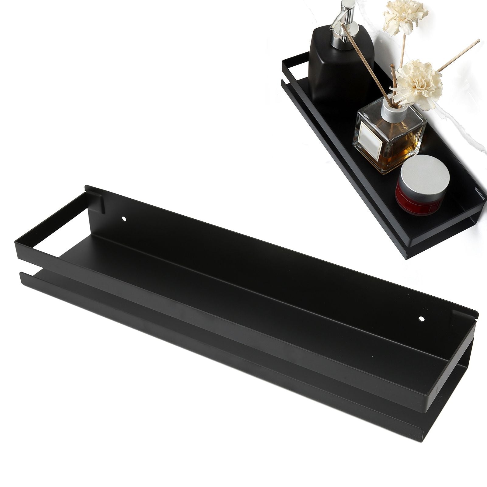 Bathroom Rack Black Large Storage Space Waterproof Strong Bearing Capacity Hotel Shelf Set 40x10x6cm V1294-YM0523-3112220013011