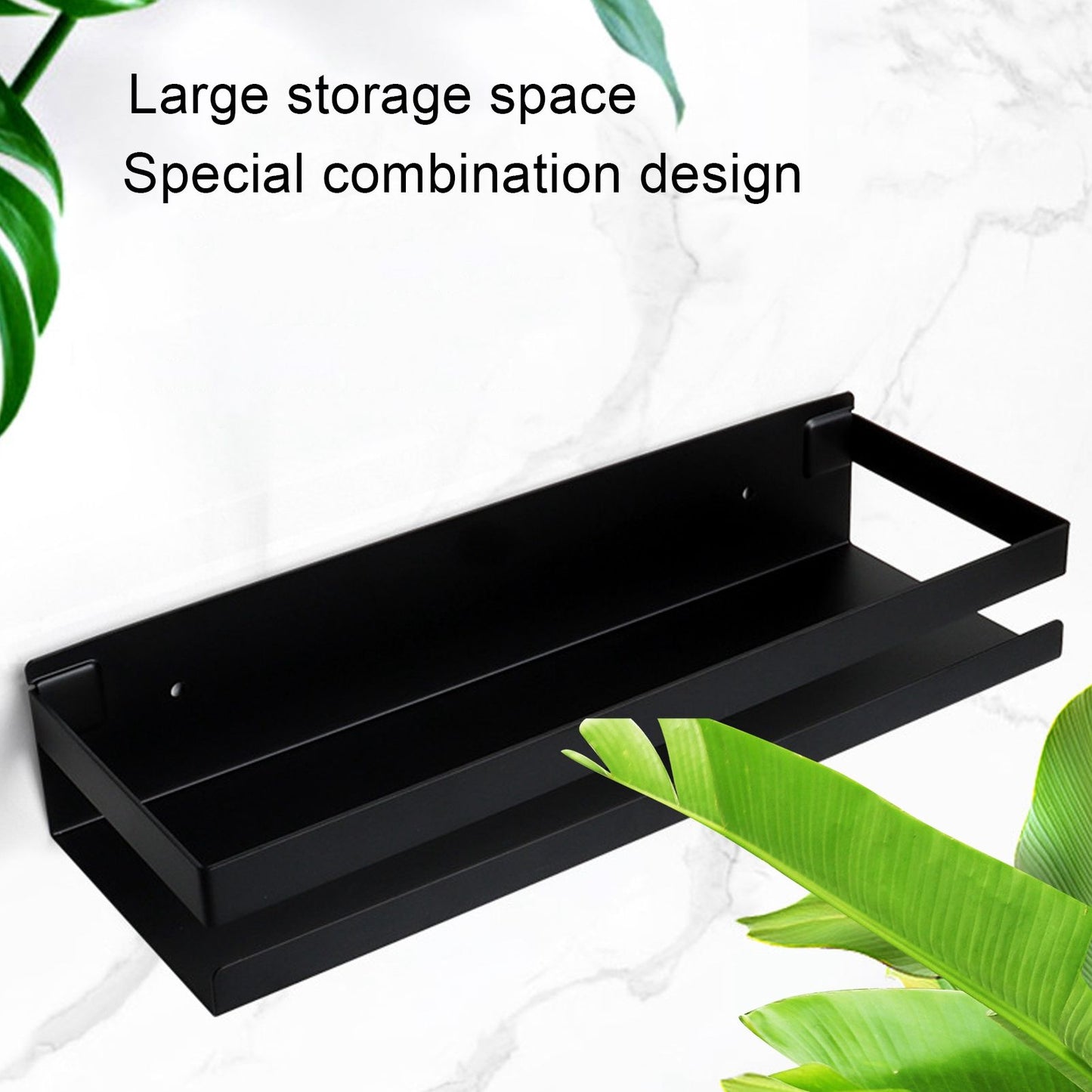Bathroom Rack Black Large Storage Space Waterproof Strong Bearing Capacity Hotel Shelf Set 40x10x6cm V1294-YM0523-3112220013011