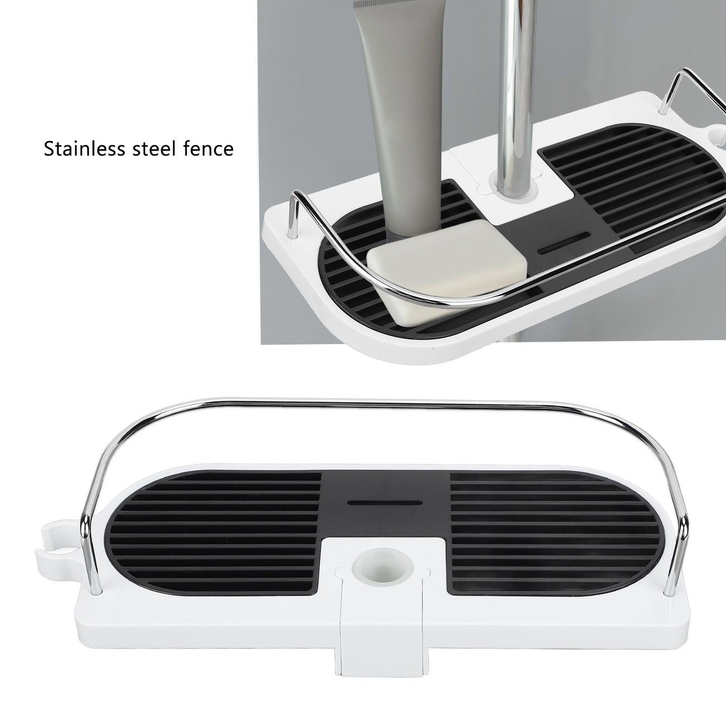 Shower Caddy Punching Free Installation Maximum Load 15kg Height Adjustable Hollow Design Bathroom Storage V1294-YM0523-3112220013911