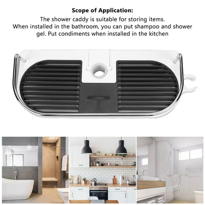 Shower Caddy Punching Free Installation Maximum Load 15kg Height Adjustable Hollow Design Bathroom Storage V1294-YM0523-3112220013911