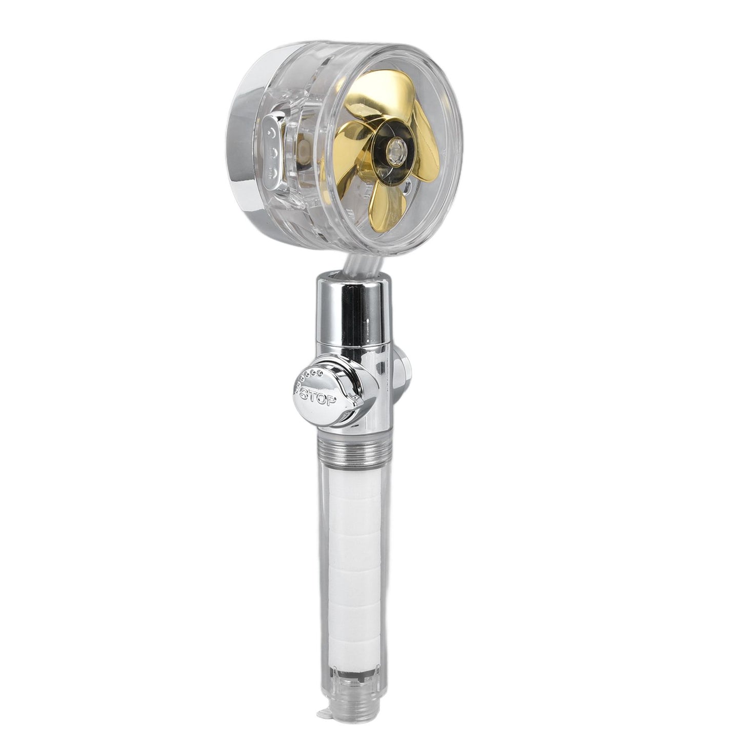 Propeller Shower Head Vortex Hydro Jet 360 degrees Rotating Handheld with Pause Switch Filter G1/2 V1294-YM0523-3112220014511