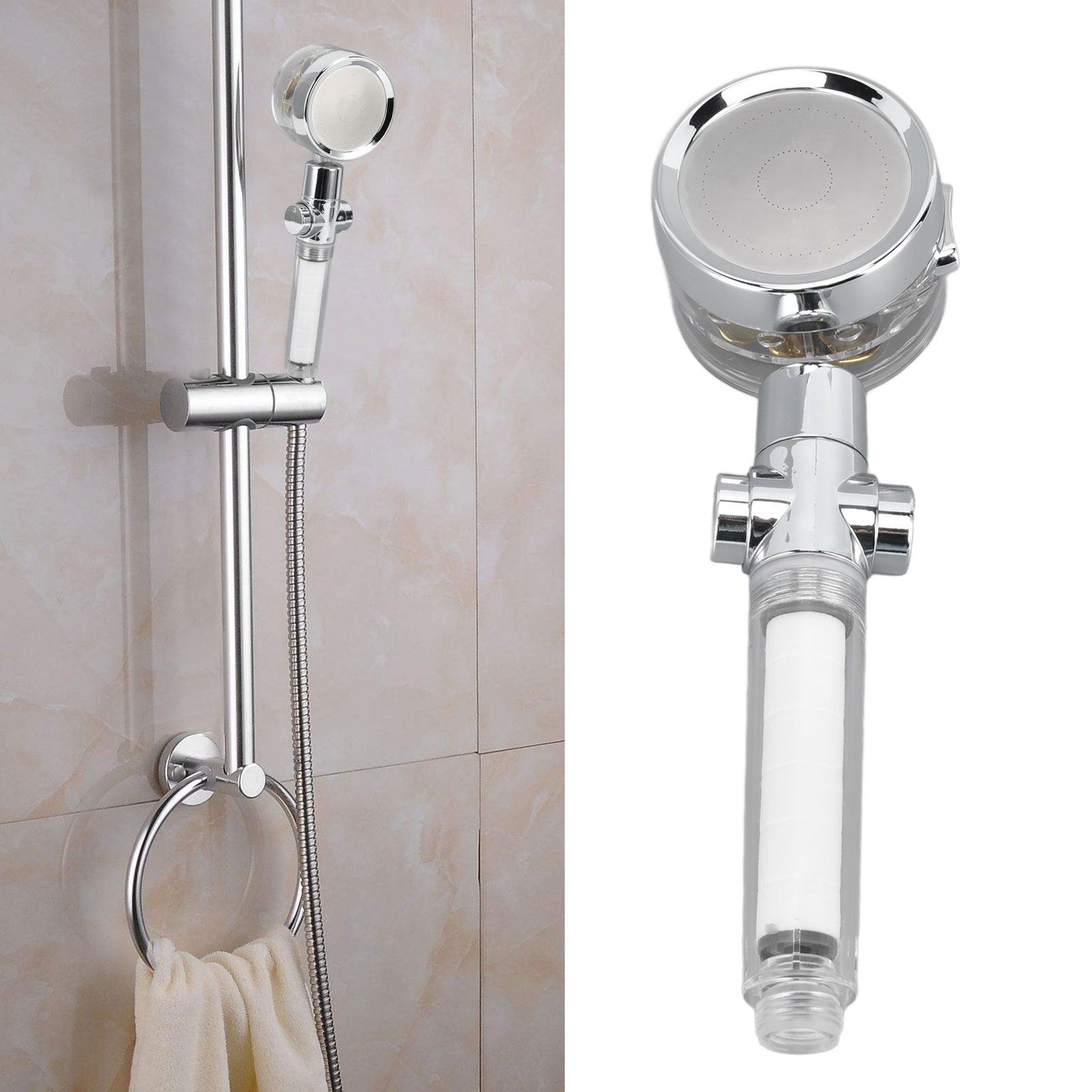 Propeller Shower Head Vortex Hydro Jet 360 degrees Rotating Handheld with Pause Switch Filter G1/2 V1294-YM0523-3112220014511