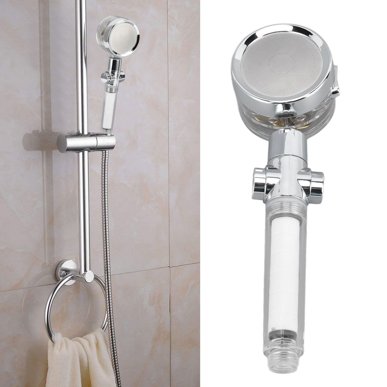 Propeller Shower Head Vortex Hydro Jet 360 degrees Rotating Handheld with Pause Switch Filter G1/2 V1294-YM0523-3112220014511