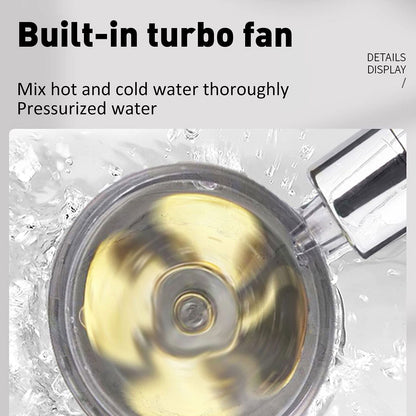 Propeller Shower Head Vortex Hydro Jet 360 degrees Rotating Handheld with Pause Switch Filter G1/2 V1294-YM0523-3112220014511