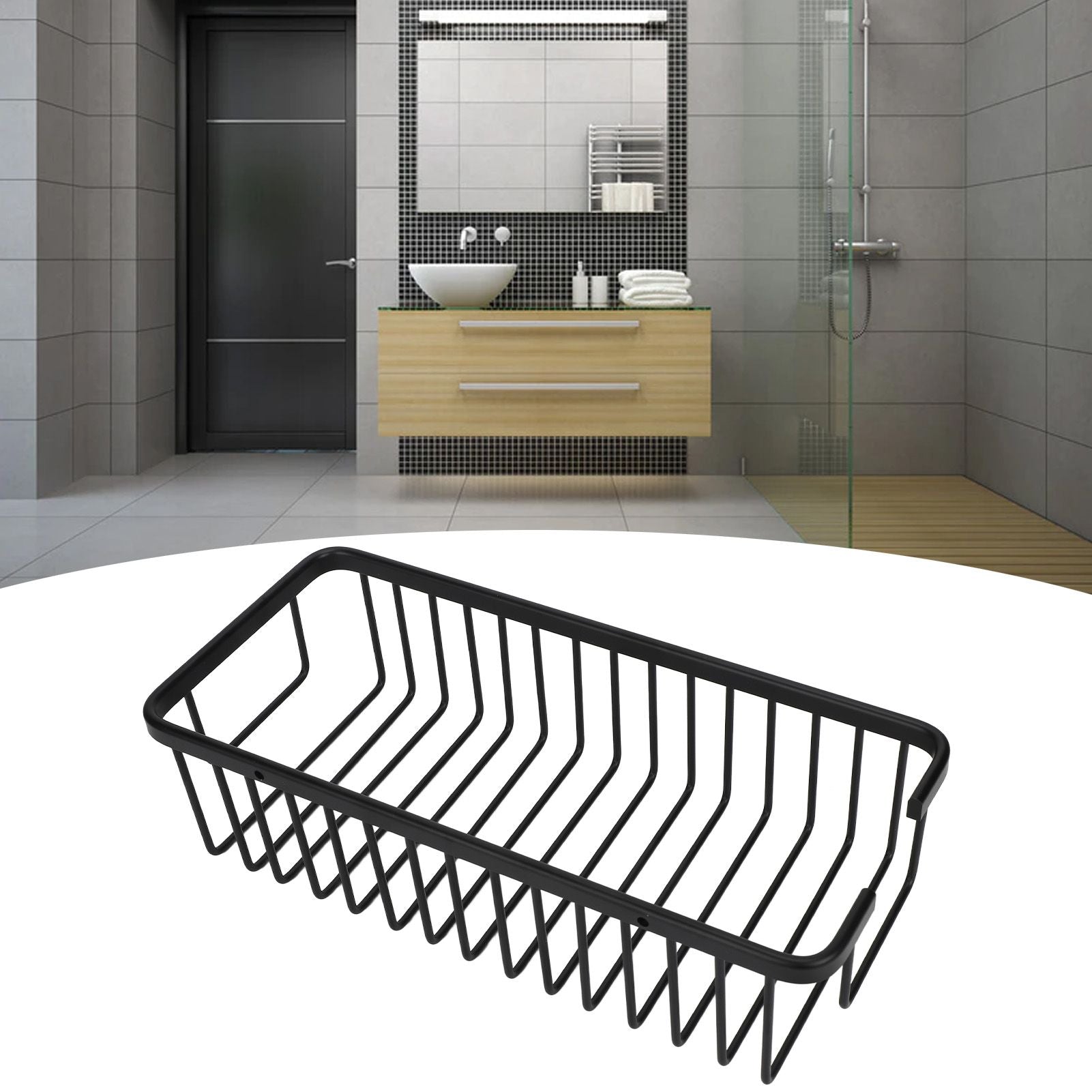 Wall Storage Rack Space Aluminum Rust Proof Large Capacity Kitchen Spice Organize Basket for Bathroom Beauty V1294-YM0523-3112220014611