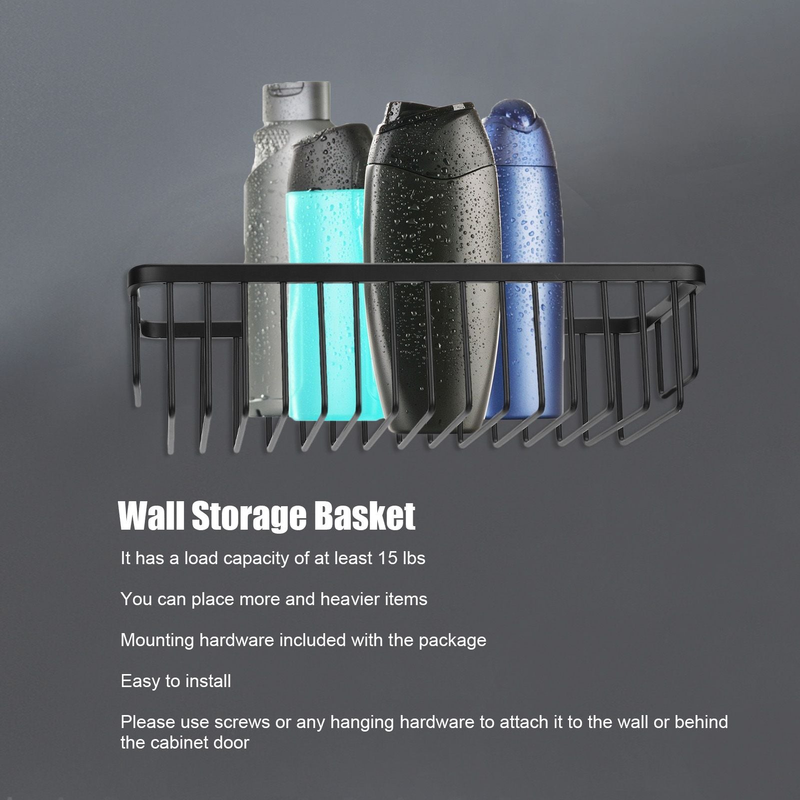 Wall Storage Rack Space Aluminum Rust Proof Large Capacity Kitchen Spice Organize Basket for Bathroom Beauty V1294-YM0523-3112220014611