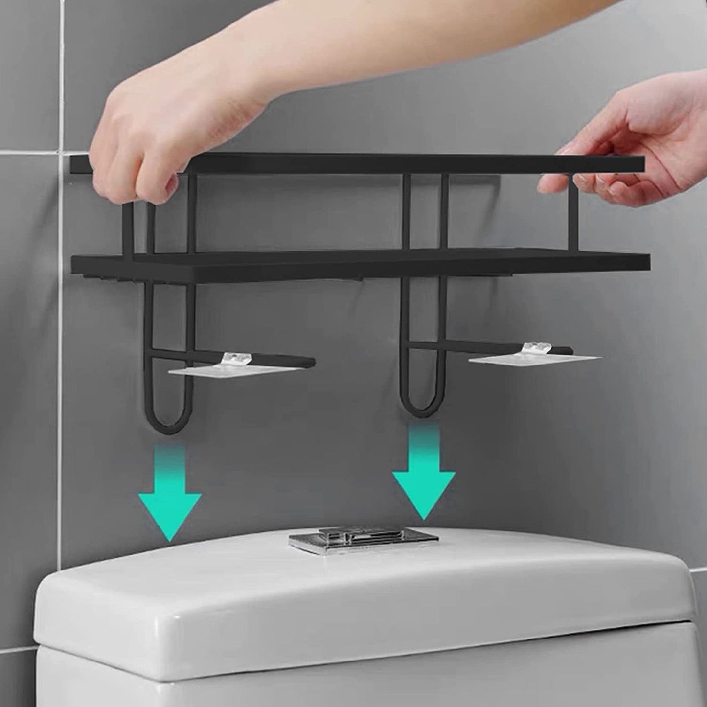 Bathroom Over The Toilet Storage Shelf Space Saver Punch Free Bathroom Storage OrganizerBlack V1294-YM0523-3112220015011