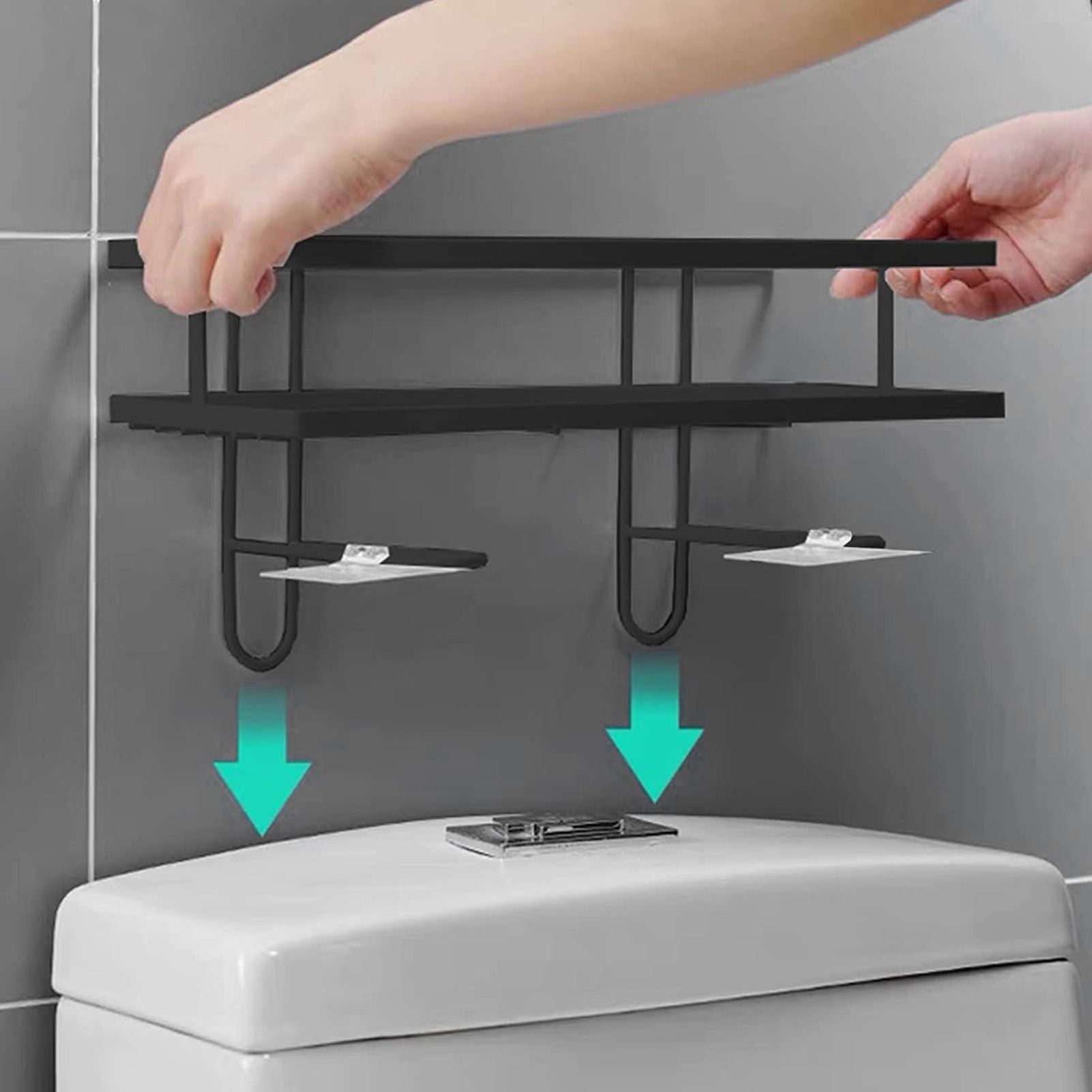 Bathroom Over The Toilet Storage Shelf Space Saver Punch Free Bathroom Storage OrganizerBlack V1294-YM0523-3112220015011