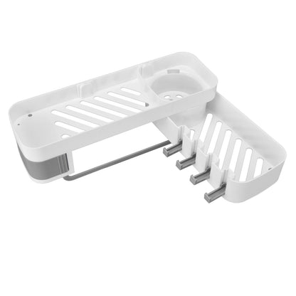 Bathroom Corner Rack Double Layer Rotatable Wall Mounted Stylish Simple Multifunctional Storage ShelfWhite V1294-YM0523-3112220015111