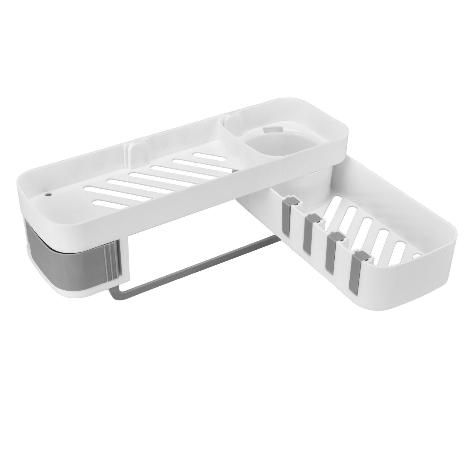 Bathroom Corner Rack Double Layer Rotatable Wall Mounted Stylish Simple Multifunctional Storage ShelfWhite V1294-YM0523-3112220015111
