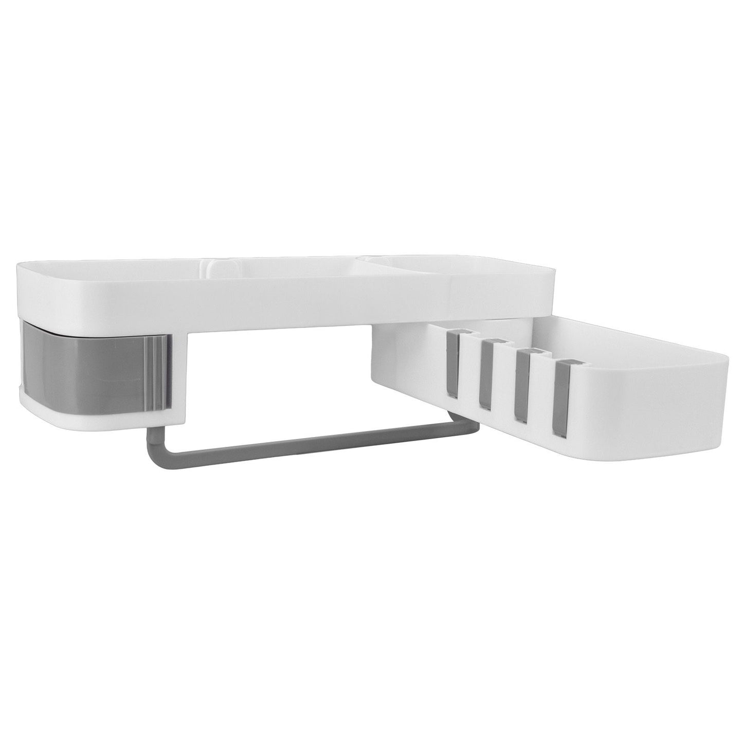 Bathroom Corner Rack Double Layer Rotatable Wall Mounted Stylish Simple Multifunctional Storage ShelfWhite V1294-YM0523-3112220015111