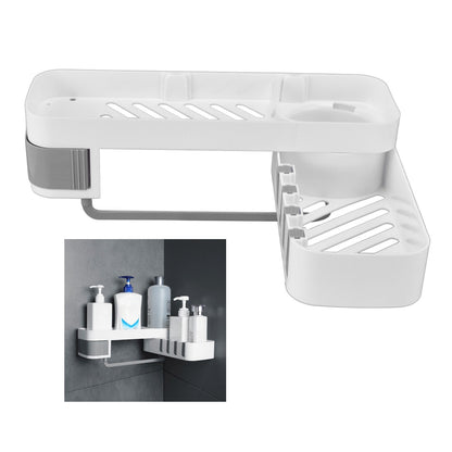 Bathroom Corner Rack Double Layer Rotatable Wall Mounted Stylish Simple Multifunctional Storage ShelfWhite V1294-YM0523-3112220015111