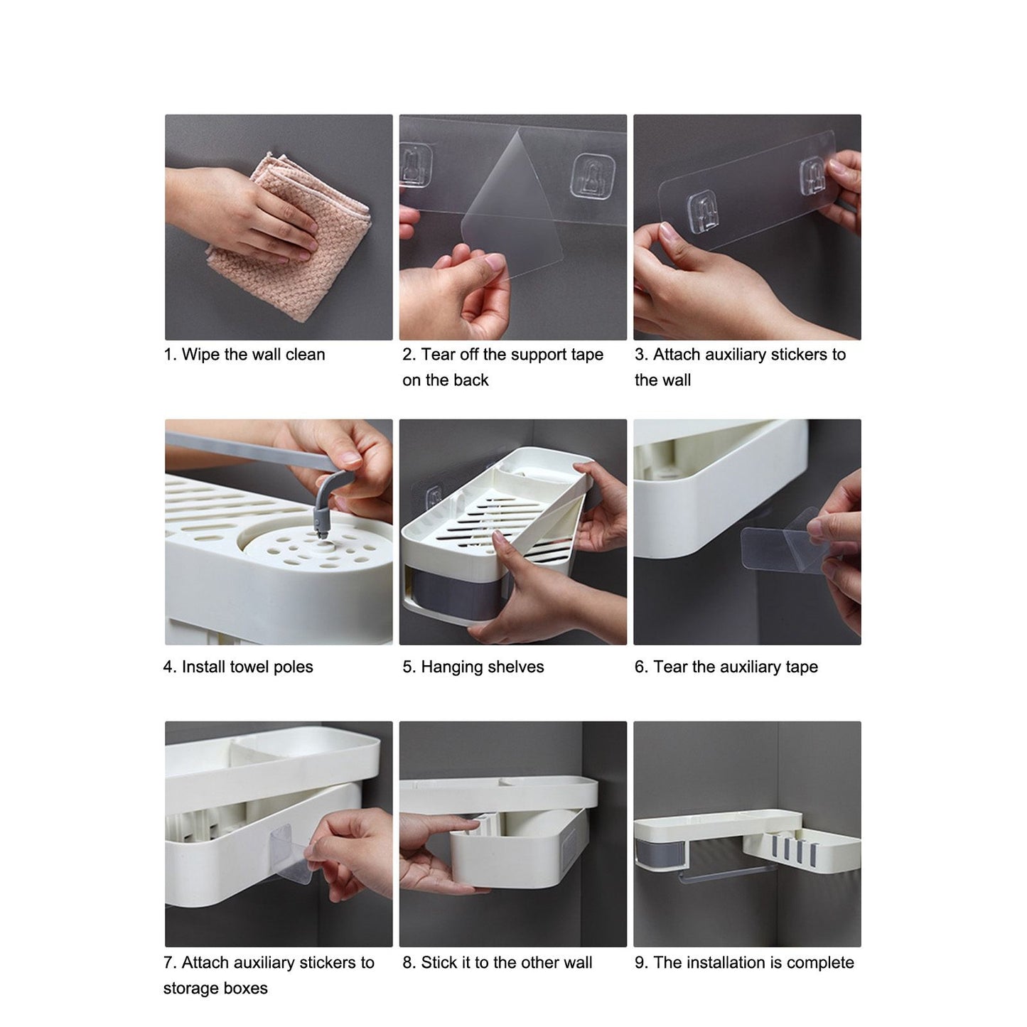 Bathroom Corner Rack Double Layer Rotatable Wall Mounted Stylish Simple Multifunctional Storage ShelfWhite V1294-YM0523-3112220015111