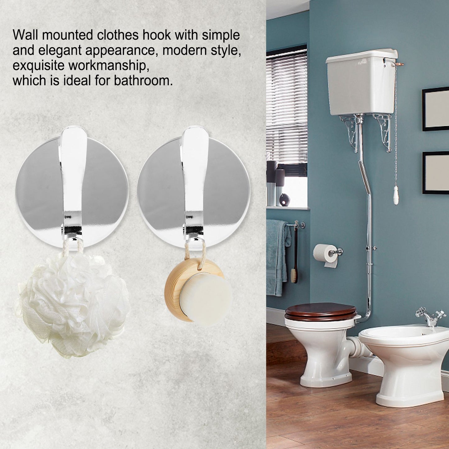 2PCS Wall Mounted Clothes Hook Heavy Duty Door Towel Hook Bathroom Wall Hanger for Household V1294-YM0523-3112220016111