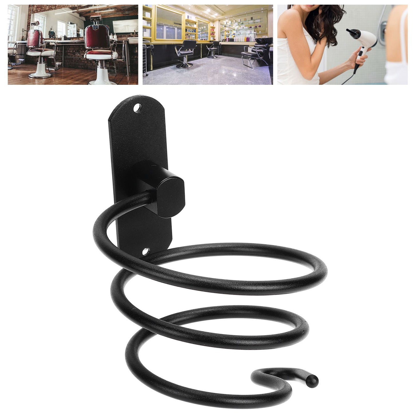 Hair Dryer Holder Wall Mounted Bathroom Blower Hanging Rack Organizer Punching Free Black V1294-YM0523-3112220017611