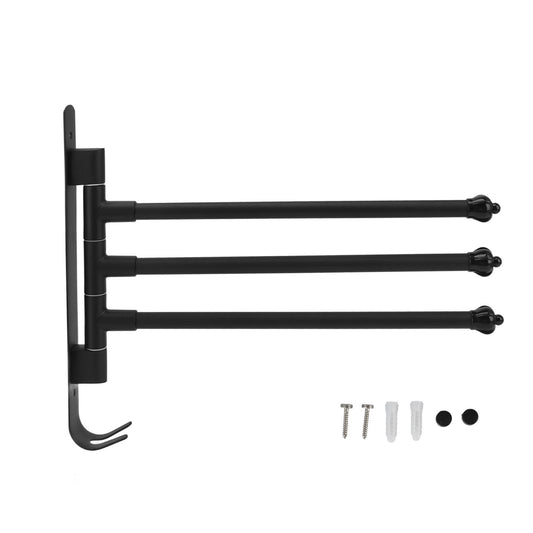 Stainless Steel Swivel Towel Hanger Holder Black Rotating Movable Towel Bar for Bathroom Wardrobe Kitchen3 V1294-YM0523-3112220019412