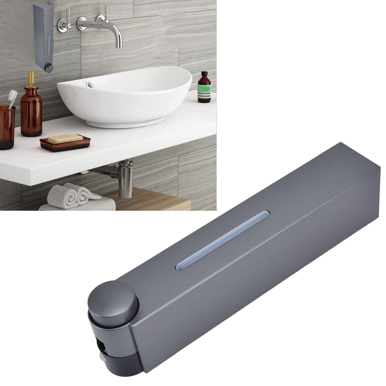 Push Type Hand Soap Dispenser 420ML 2 Compartment Design Wall Mounted Shampoo Dispenser for Hotel Home V1294-YM0523-3112220019712