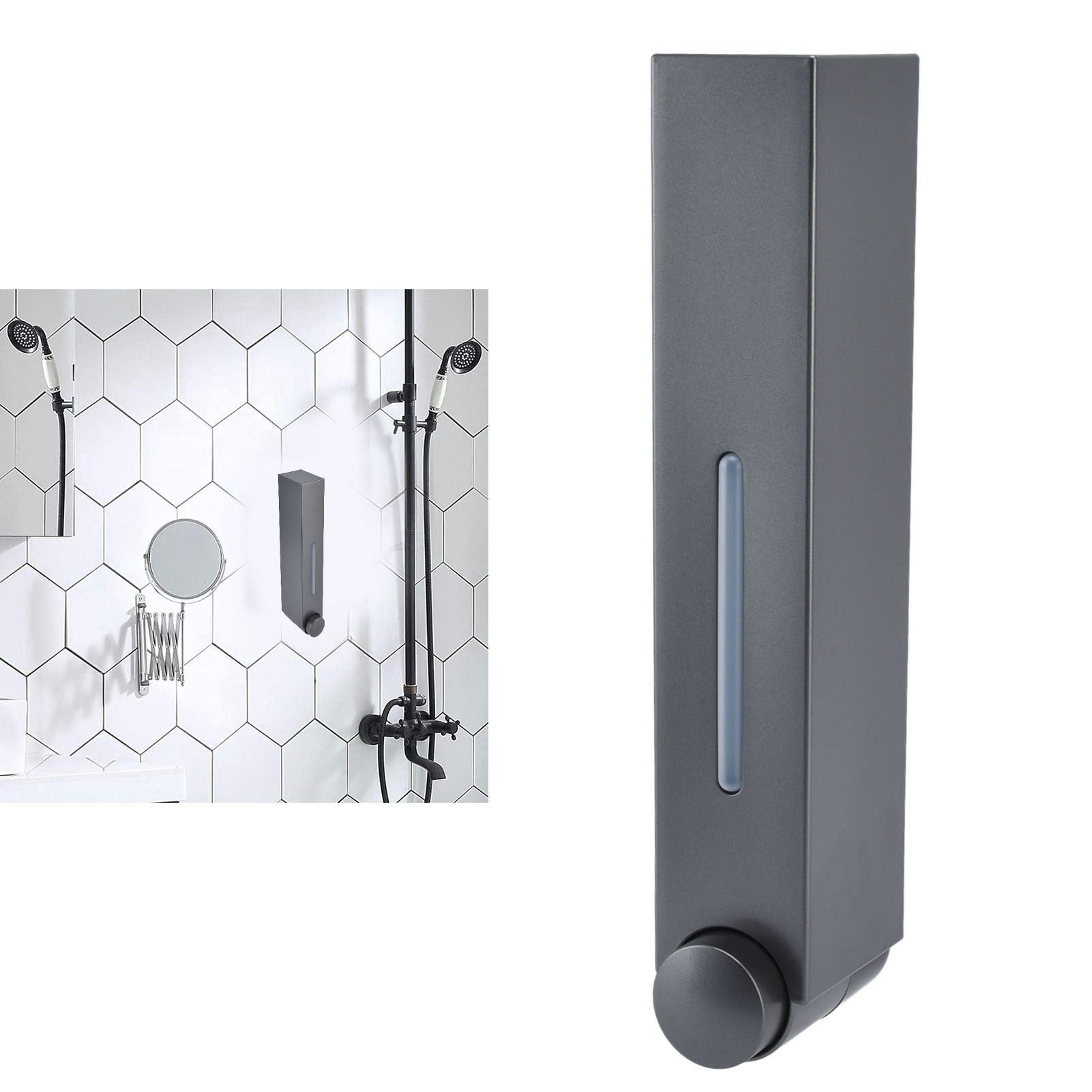 Push Type Hand Soap Dispenser 420ML 2 Compartment Design Wall Mounted Shampoo Dispenser for Hotel Home V1294-YM0523-3112220019712