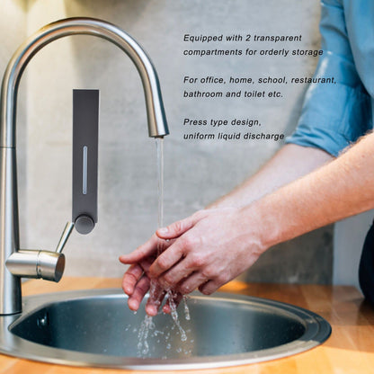 Push Type Hand Soap Dispenser 420ML 2 Compartment Design Wall Mounted Shampoo Dispenser for Hotel Home V1294-YM0523-3112220019712
