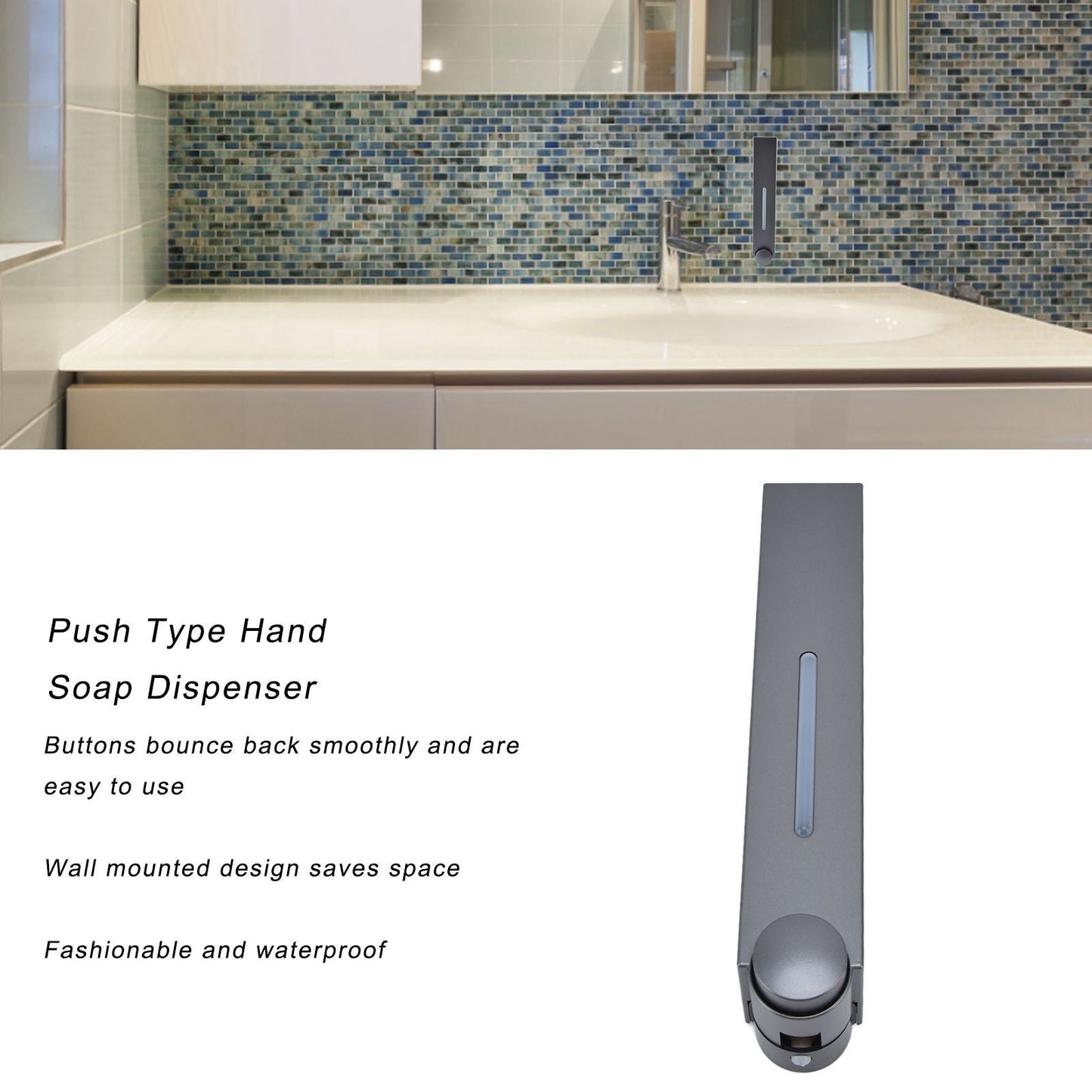 Push Type Hand Soap Dispenser 420ML 2 Compartment Design Wall Mounted Shampoo Dispenser for Hotel Home V1294-YM0523-3112220019712