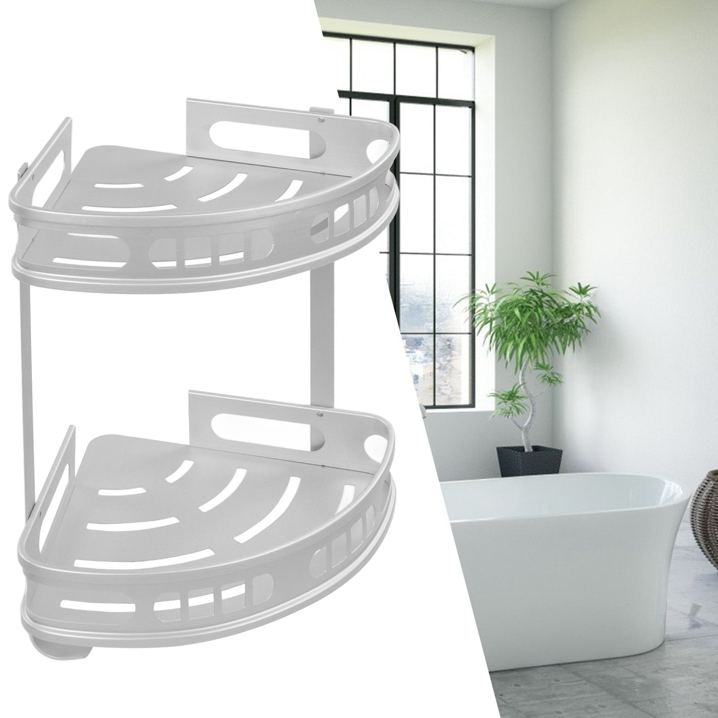 2Pcs Shower Corner Organizer Triangular Design Wall Mounted Aluminium Alloy Durable Multifunction Corner V1294-YM0523-3112220019911