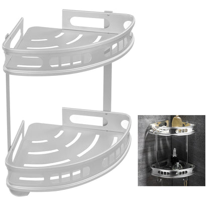 2Pcs Shower Corner Organizer Triangular Design Wall Mounted Aluminium Alloy Durable Multifunction Corner V1294-YM0523-3112220019911