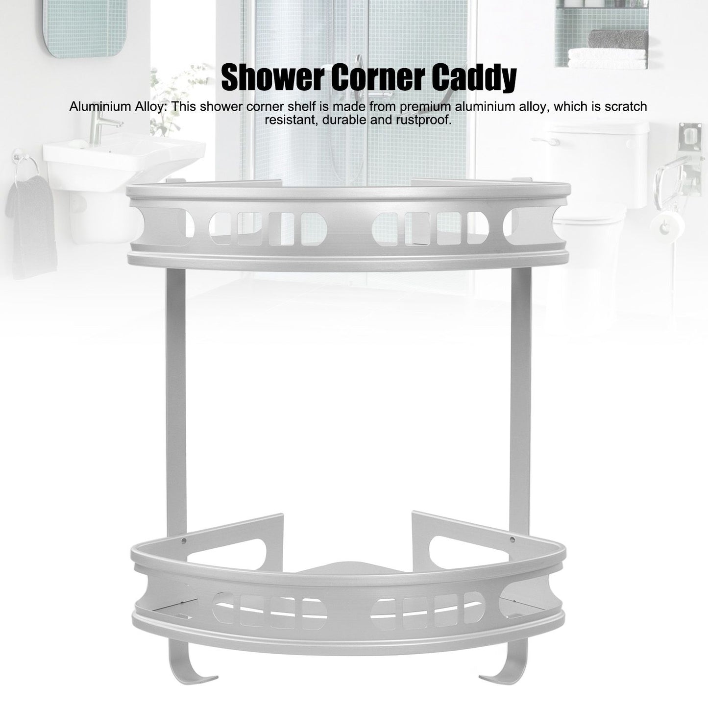 2Pcs Shower Corner Organizer Triangular Design Wall Mounted Aluminium Alloy Durable Multifunction Corner V1294-YM0523-3112220019911