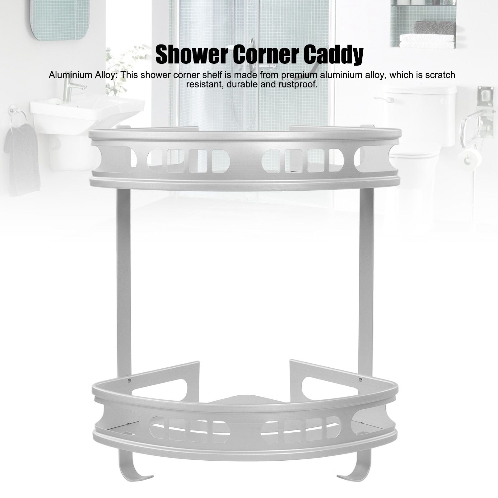 2Pcs Shower Corner Organizer Triangular Design Wall Mounted Aluminium Alloy Durable Multifunction Corner V1294-YM0523-3112220019911