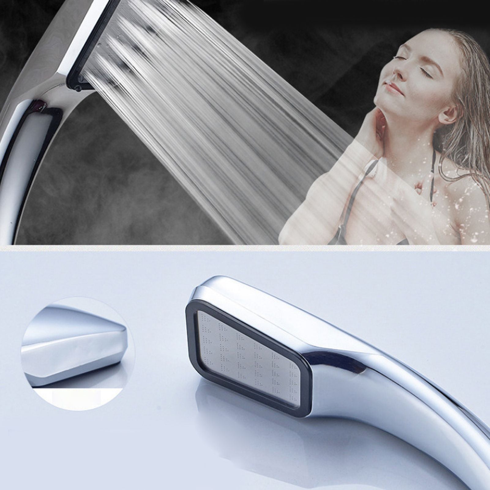 Shower Head 300 Holes Water Saving High Pressure Handheld Rectangular Bathroom Shower AccessoriesShower Head V1294-YM0523-3112220021011