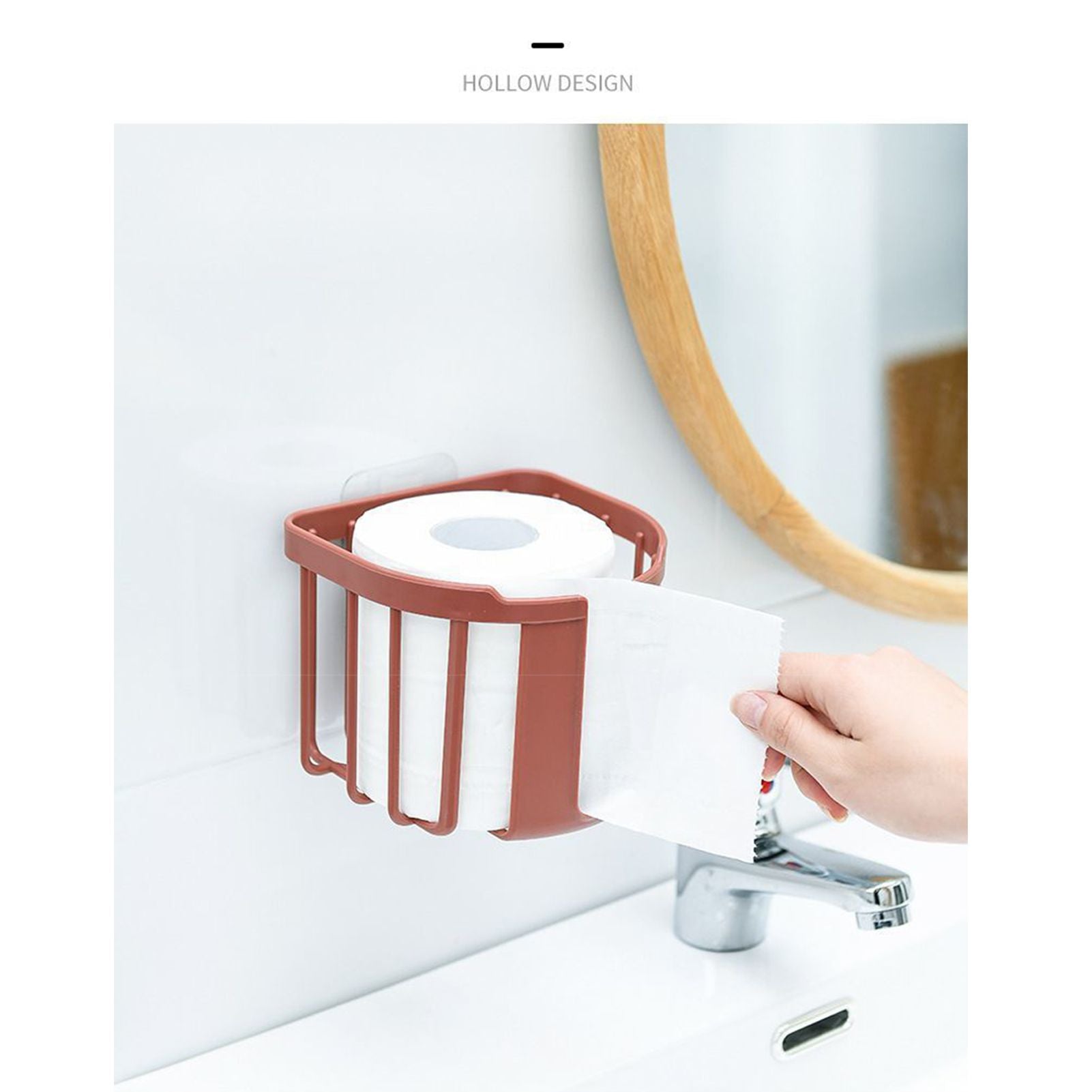 Wall Mount Paper Holder ABS Punch Free Smooth Toilet Tissue Box for Bathroom Kitchen WashroomRed V1294-YM0523-3112220021212