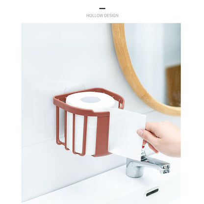 Wall Mount Paper Holder ABS Punch Free Smooth Toilet Tissue Box for Bathroom Kitchen WashroomRed V1294-YM0523-3112220021212