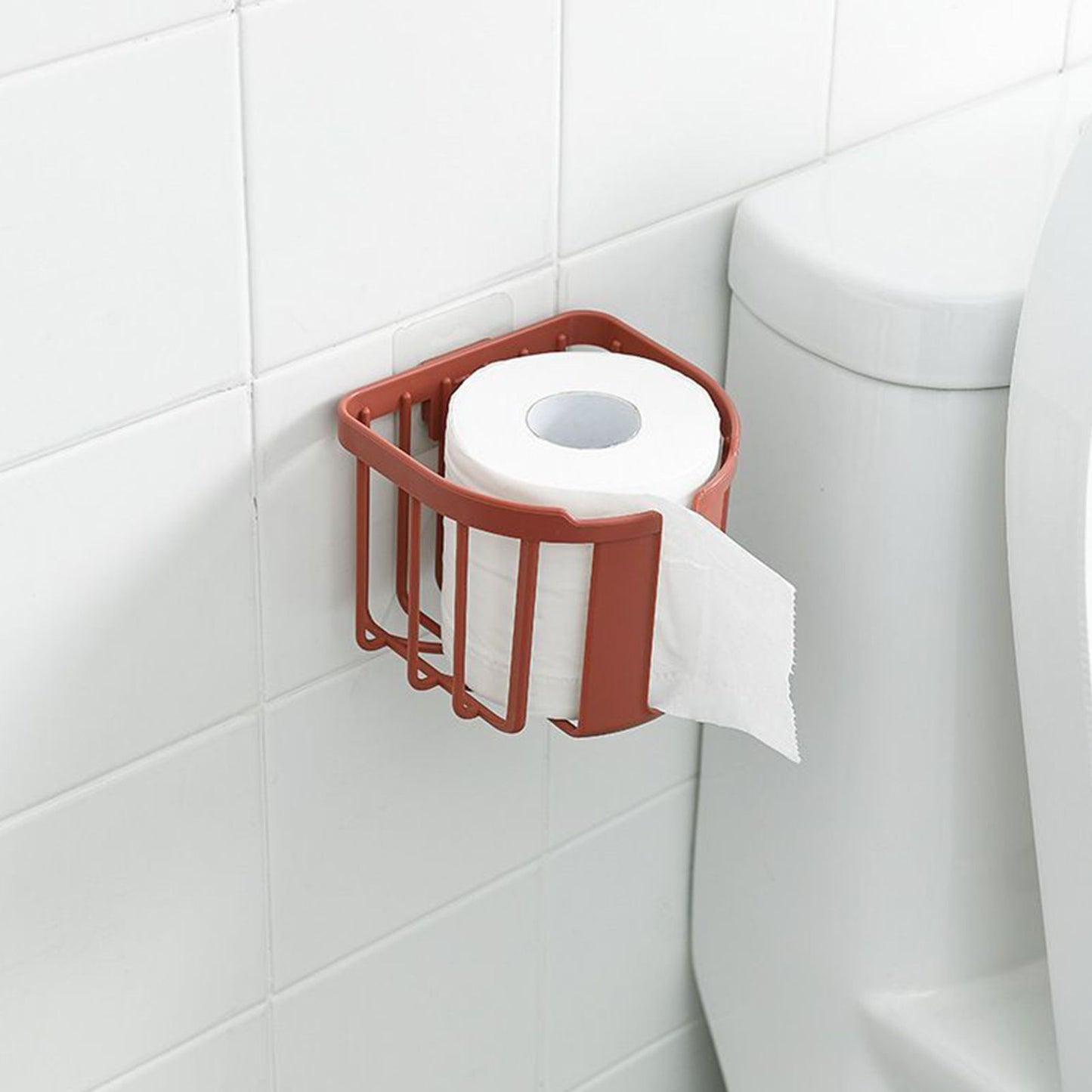 Wall Mount Paper Holder ABS Punch Free Smooth Toilet Tissue Box for Bathroom Kitchen WashroomRed V1294-YM0523-3112220021212
