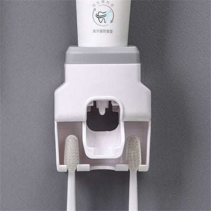 Automatic Toothpaste Dispenser Squeezer with Toothbrush Holder Wall Mounted for Bathroom Adults KidsGrey V1294-YM0523-3112220021511