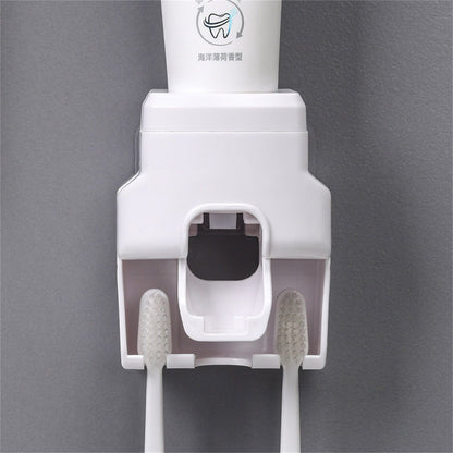 Automatic Toothpaste Dispenser Squeezer with Toothbrush Holder Wall Mounted for Bathroom Adults KidsWhite V1294-YM0523-3112220021512