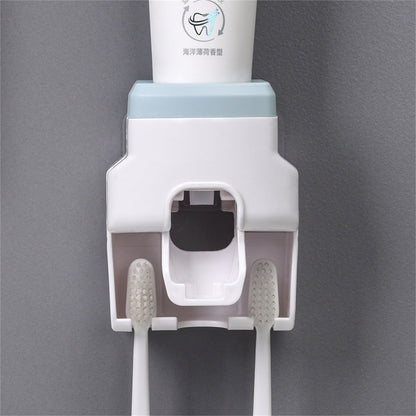 Automatic Toothpaste Dispenser Squeezer with Toothbrush Holder Wall Mounted for Bathroom Adults KidsBlue V1294-YM0523-3112220021513