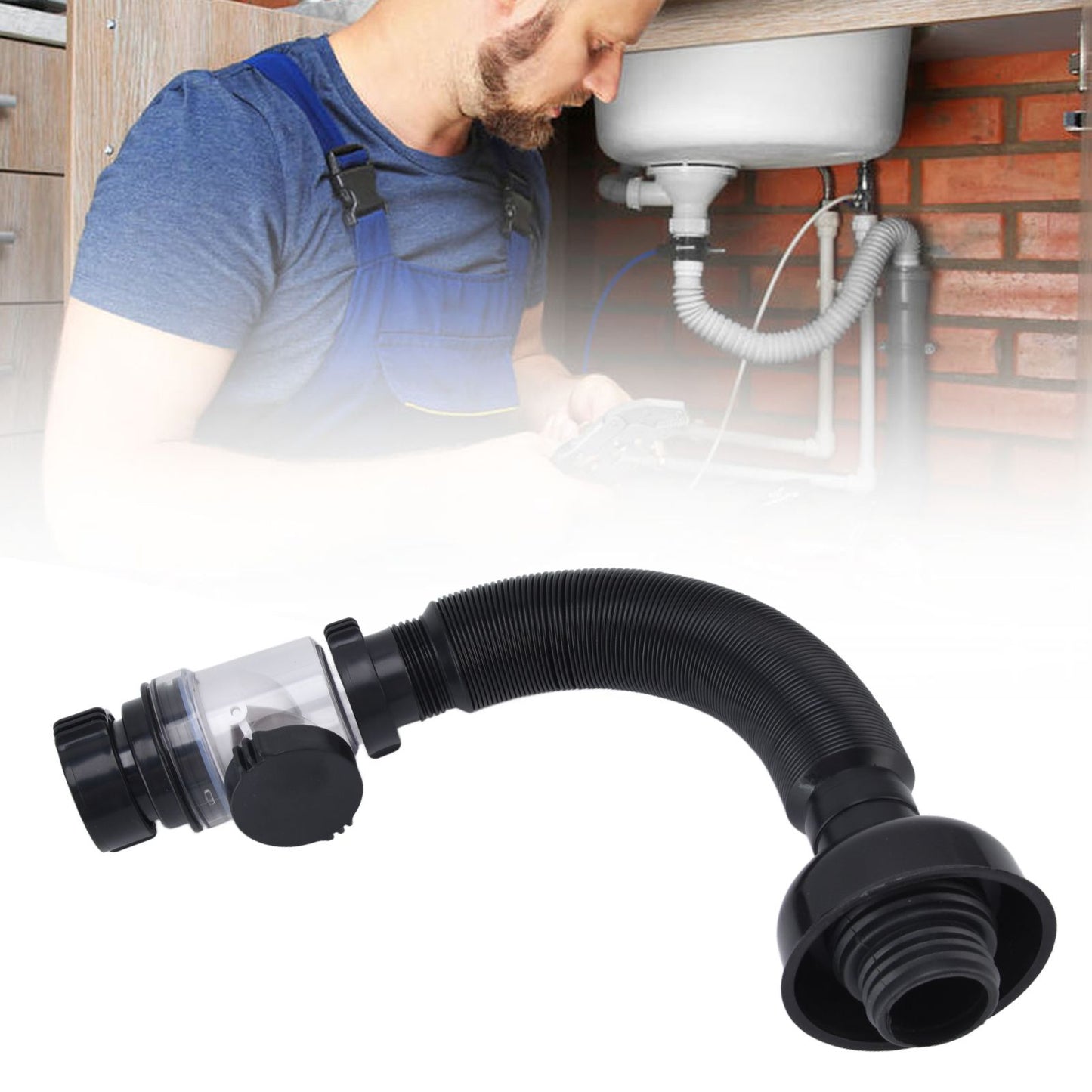 Basin Drain Pipe Wash Basin Sink Drain Hose Flexible PVC Water Pipe for Kitchen Bathroom BlackMulti Function V1294-YM0523-3112220022511