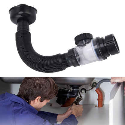Basin Drain Pipe Wash Basin Sink Drain Hose Flexible PVC Water Pipe for Kitchen Bathroom BlackMulti Function V1294-YM0523-3112220022511