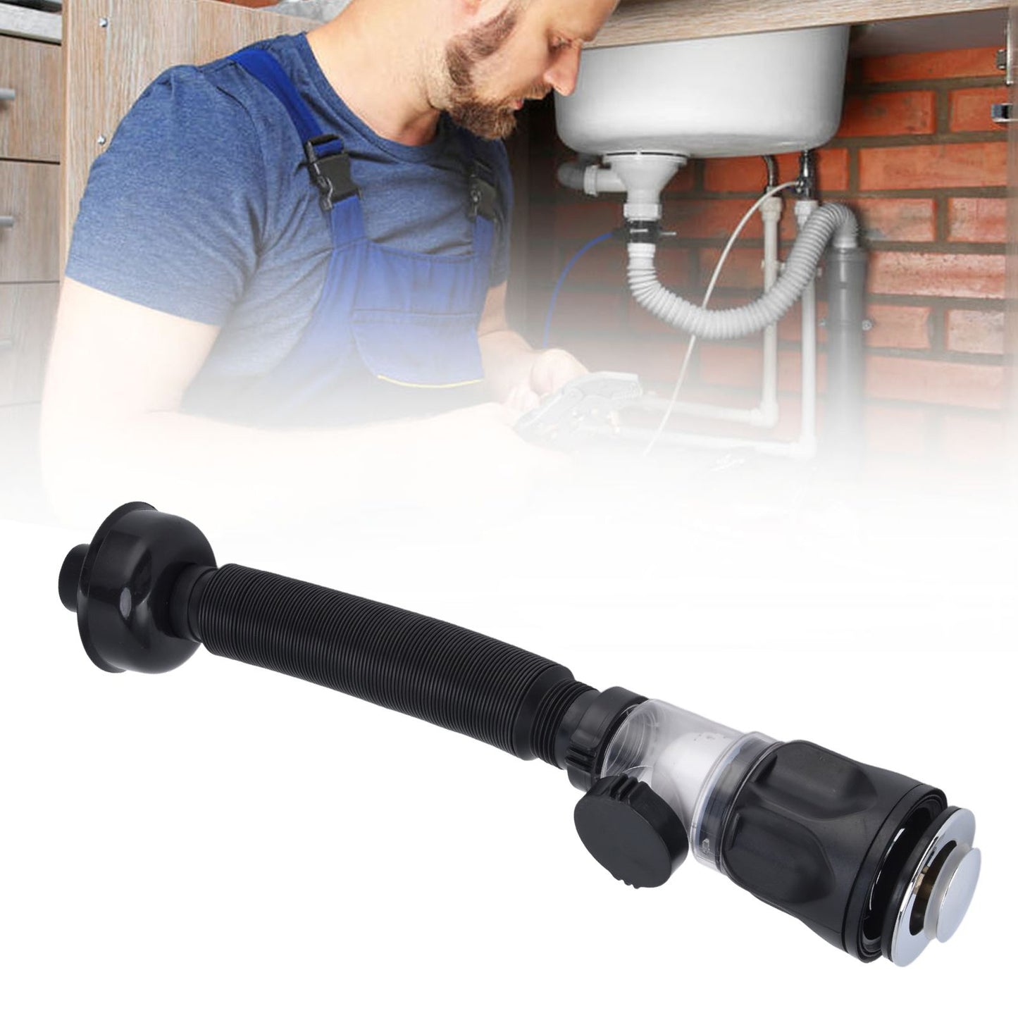Basin Drain Pipe Wash Basin Sink Drain Hose Flexible PVC Water Pipe for Kitchen Bathroom BlackMulti Function V1294-YM0523-3112220022512