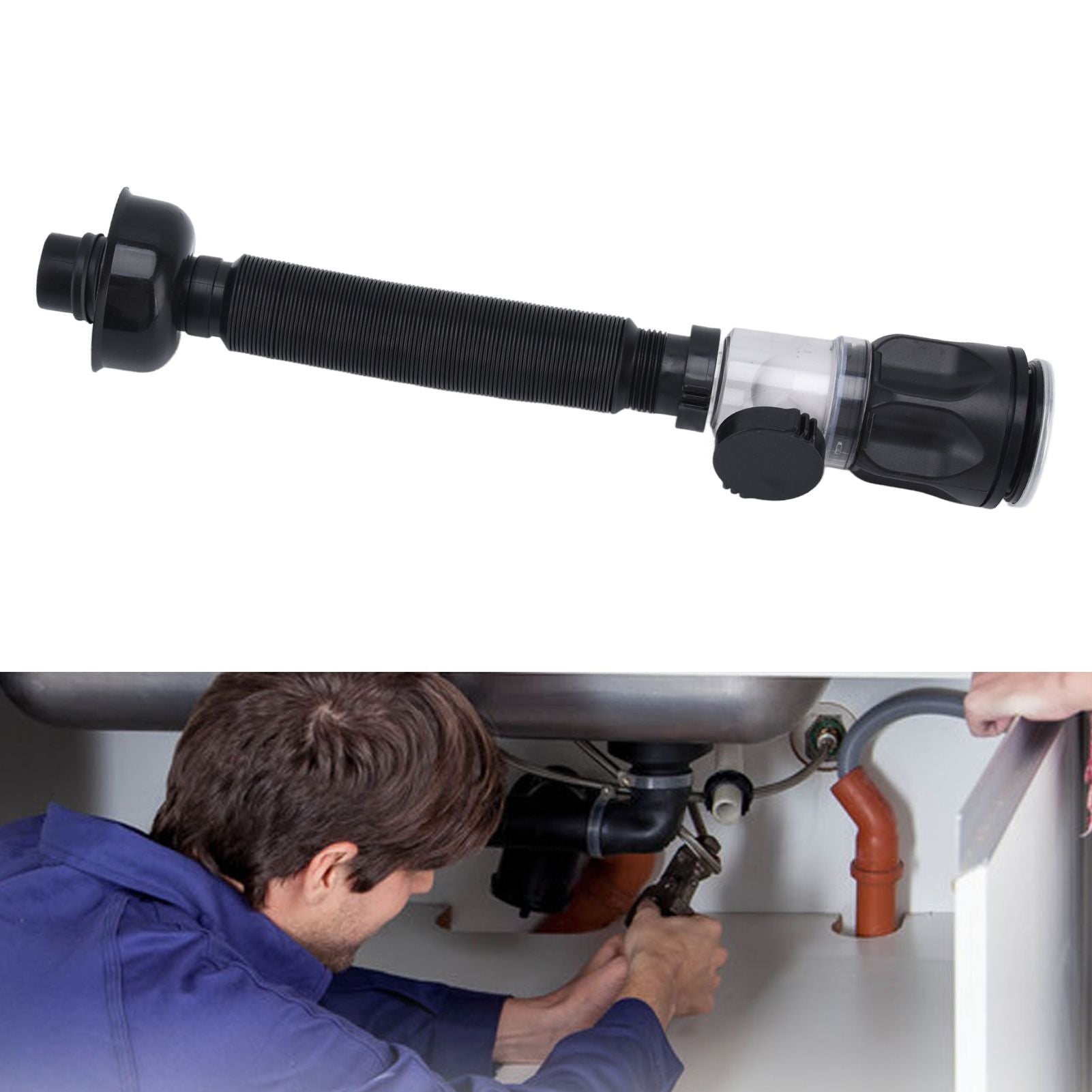 Basin Drain Pipe Wash Basin Sink Drain Hose Flexible PVC Water Pipe for Kitchen Bathroom BlackMulti Function V1294-YM0523-3112220022512