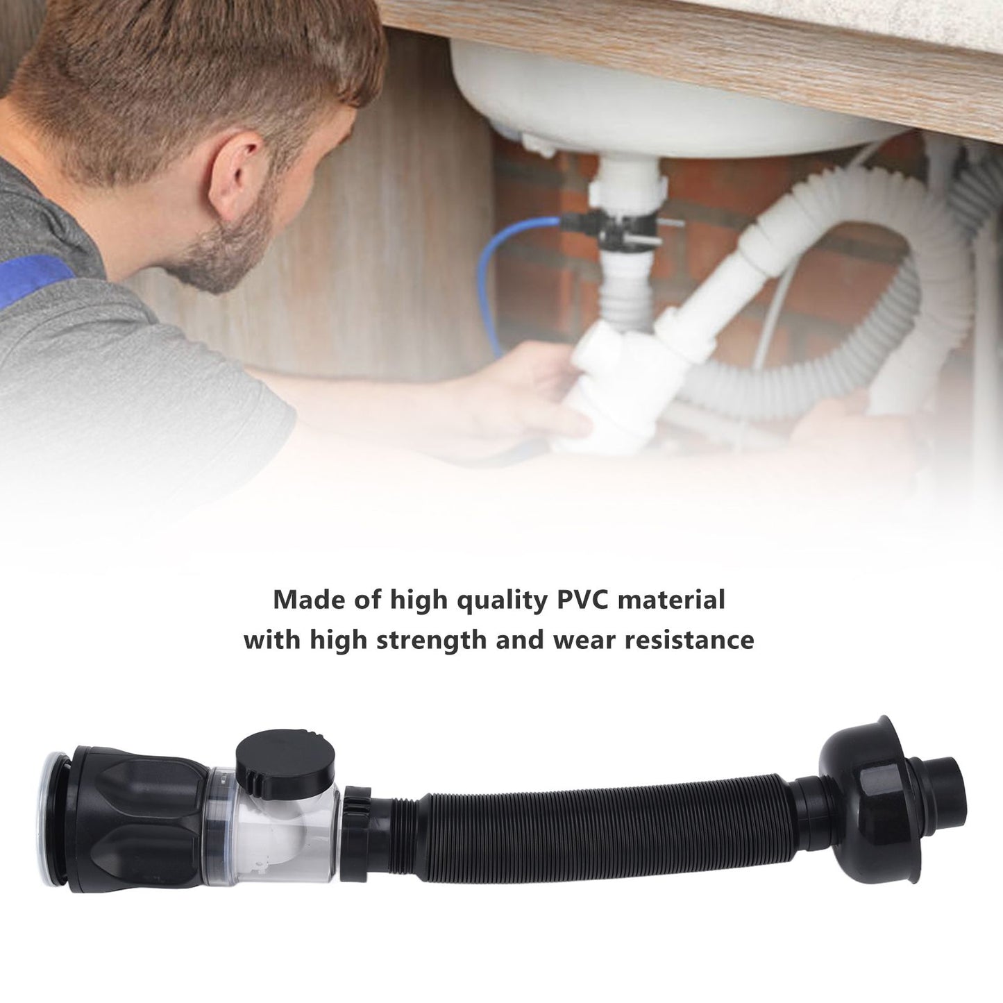 Basin Drain Pipe Wash Basin Sink Drain Hose Flexible PVC Water Pipe for Kitchen Bathroom BlackMulti Function V1294-YM0523-3112220022512