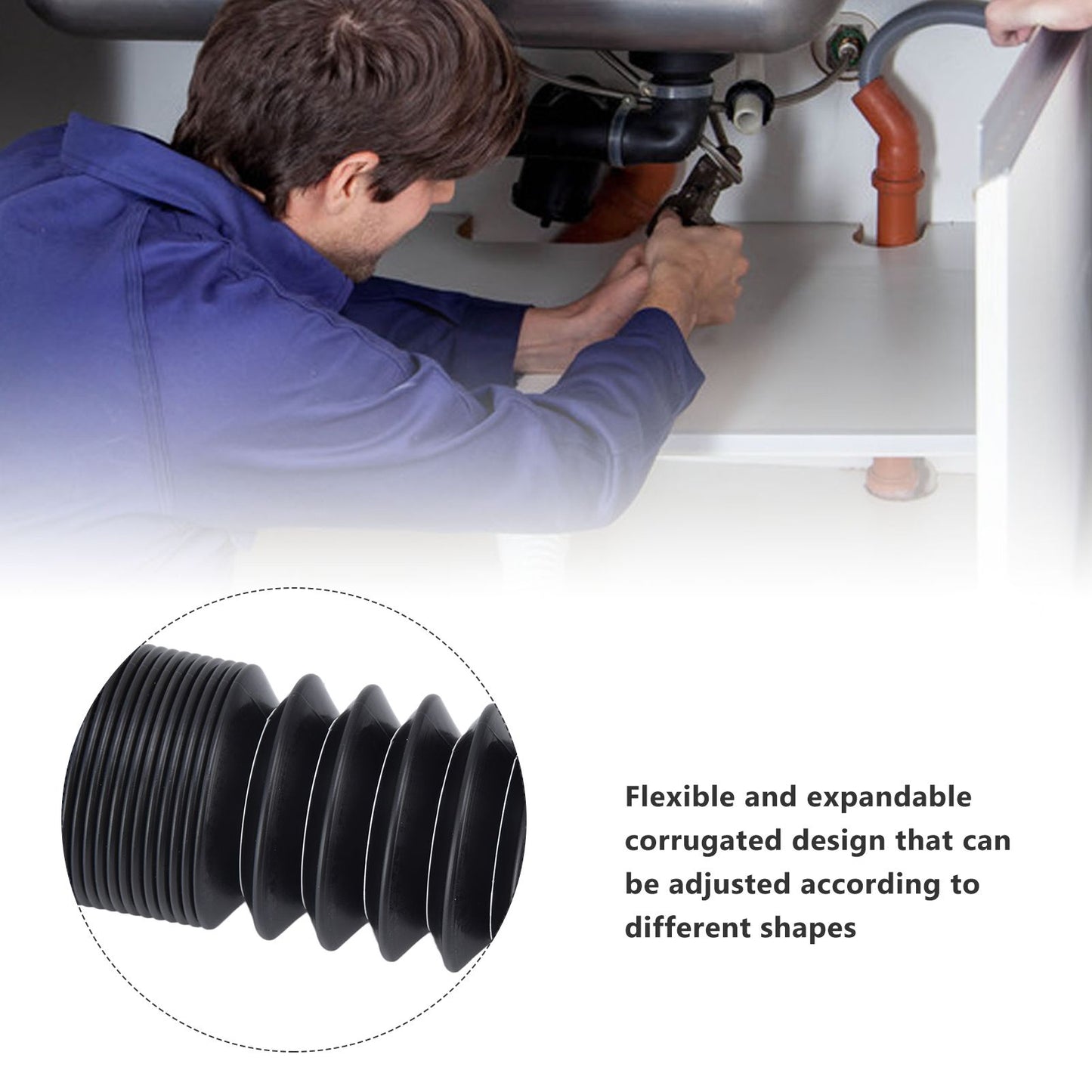 Basin Drain Pipe Wash Basin Sink Drain Hose Flexible PVC Water Pipe for Kitchen Bathroom BlackMulti Function V1294-YM0523-3112220022512