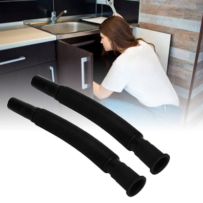 2Pcs Basin Drain Pipe Wash Basin Sink Drain Hose Flexible PVC Water Pipe for Kitchen Bathroom Black V1294-YM0523-3112220022611