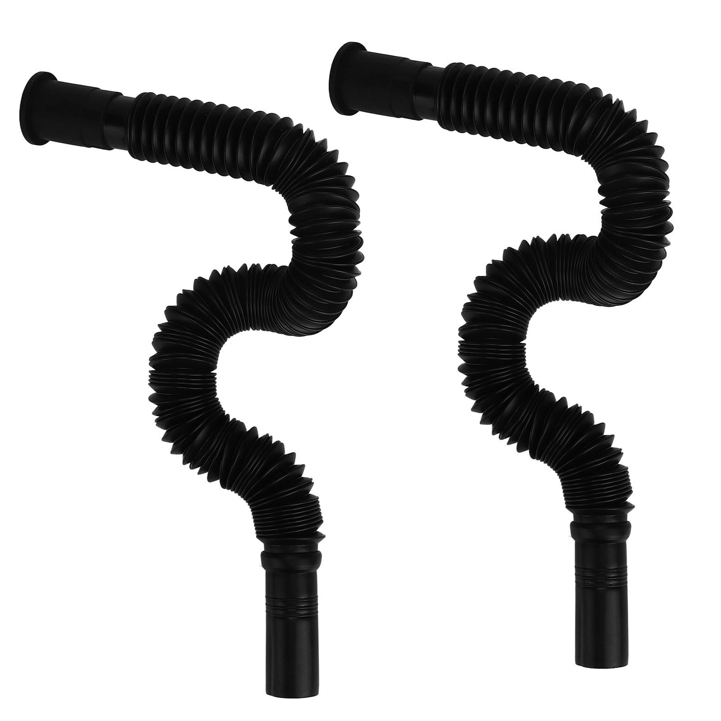 2Pcs Basin Drain Pipe Wash Basin Sink Drain Hose Flexible PVC Water Pipe for Kitchen Bathroom Black V1294-YM0523-3112220022611