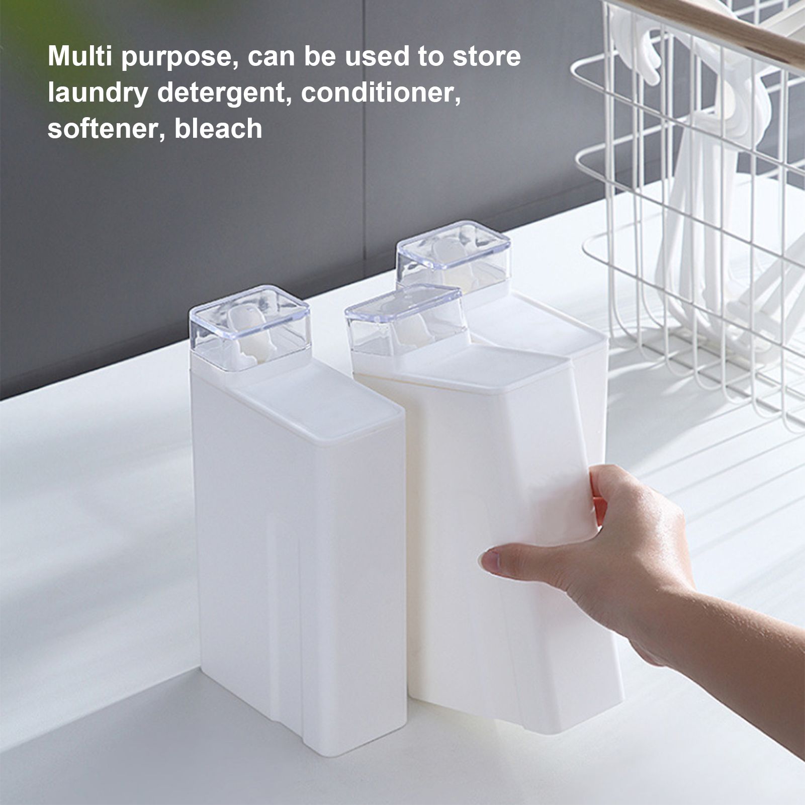 Empty Laundry Detergent Dispenser Bottles Reusable Supplementary Care Agent Container for Bathroom Washroom V1294-YM0523-3112220024611
